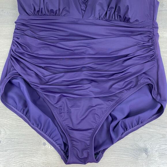 Lands End Purple Slendersuit Grecian Tummy Control One Piece Swimsuit Sz.20W - Picture 7 of 16